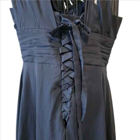 Women's Formal Elegant Navy Blue Evening Gown Size 16 Lace Up Maxi Dress NWT - Picture 8 of 16